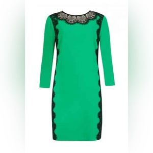 Ted Baker London Green Black Lace long sleeve mini Dress